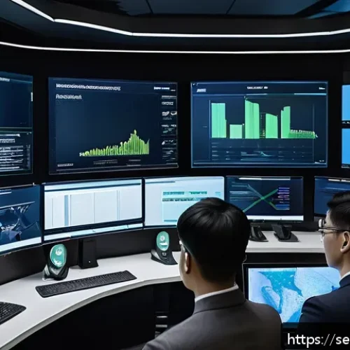Home 17 컨테이너 환경의 접근 제어 모범 사례 - A detailed, futuristic control room showcasing a secure container environment management dashboard o...